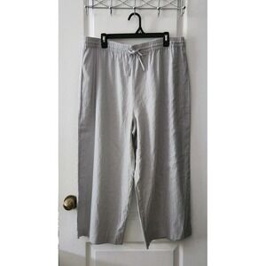 DKNY Women's Linen Crop Ankle Pants Pull-on Drawstring‎ Gray Size XL